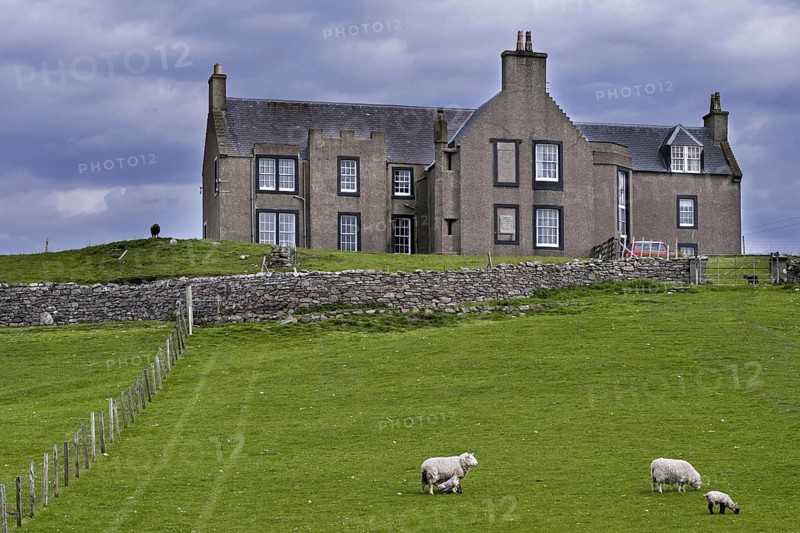 Lunna House, 17th-century laird's house and base of the wartime Shetland Bus operation on Lunna Ness in the Shetland Islands, Scotland, UK