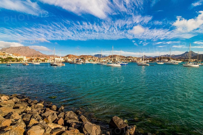 View over fisher port and city. San Vincente. Mindelo. Cabo Verde. Africa