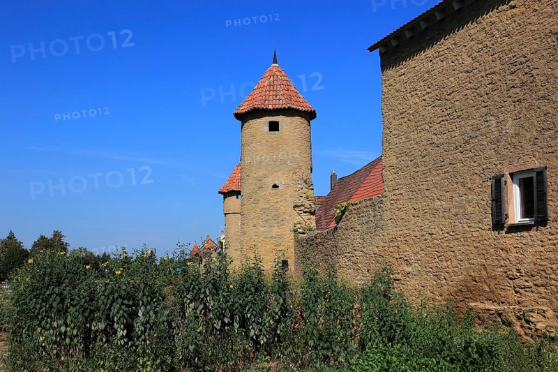 Part of the old town wall and towers, Mainbernheim, Lower Franconia, Germany, Europe