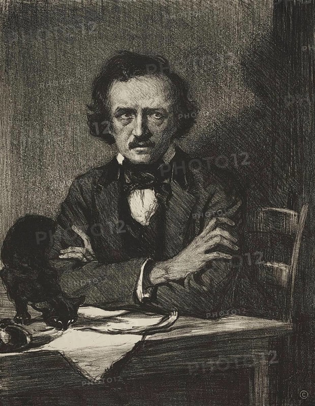 Edgar Allan Poe (19 January 1809 and 7 October 1849) was an American writer, Historical, digitally restored reproduction from an original of the period