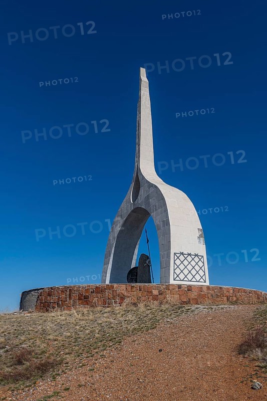 Mongol monument in the steppe of eastern Kazakhstan