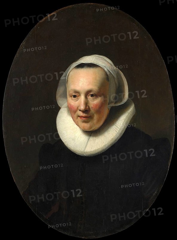 Portrait of a Woman, painting by Rembrandt van Rijn (1606) (1669), Historic, digitally enhanced reproduction of an original from the period