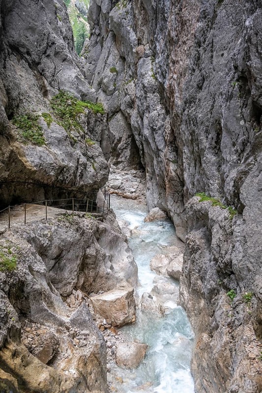 Hammersbach flows through Höllentalklamm, near Garmisch-Partenkirchen, Werdenfelser Land, Upper Bavaria, Bavaria, Germany, Europe
