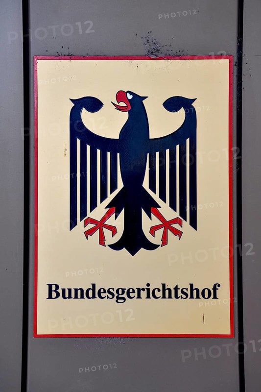 Sign at the entrance to the Federal Court of Justice, Karlsruhe, Baden-Württemberg, Germany, Europe