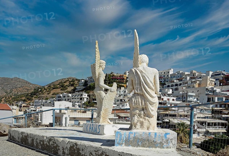 Statues of Daedalus and Icarus, Agia Galini, Crete, Greece, Europe