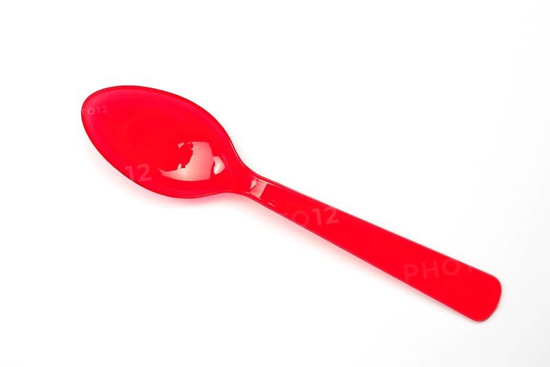 Disposable cutlery, red plastic spoon, spoon