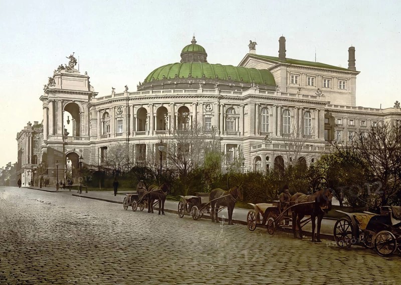 The Theatre of Odessa, Russia, Ukraine, c. 1890, Historic, digitally enhanced reproduction of a photochrome print of the period, Europe