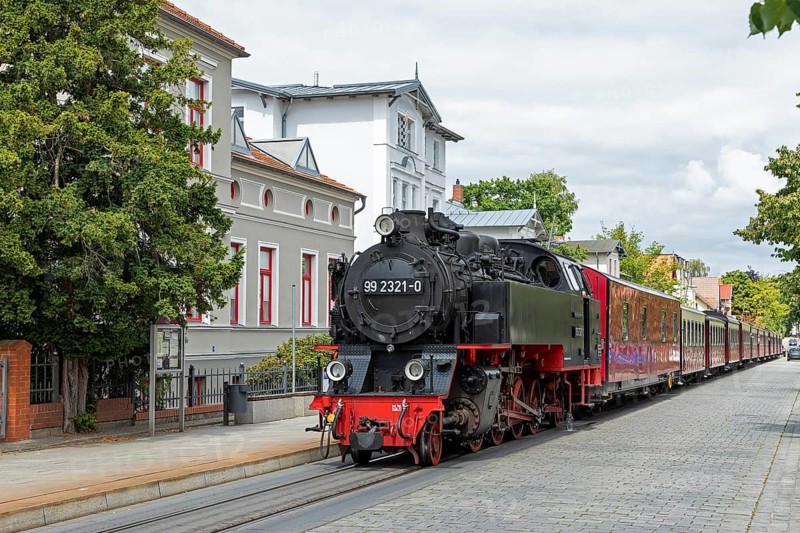 Molli steam train, town centre, Bad Doberan, Mecklenburg-Western Pomerania, Germany, Europe