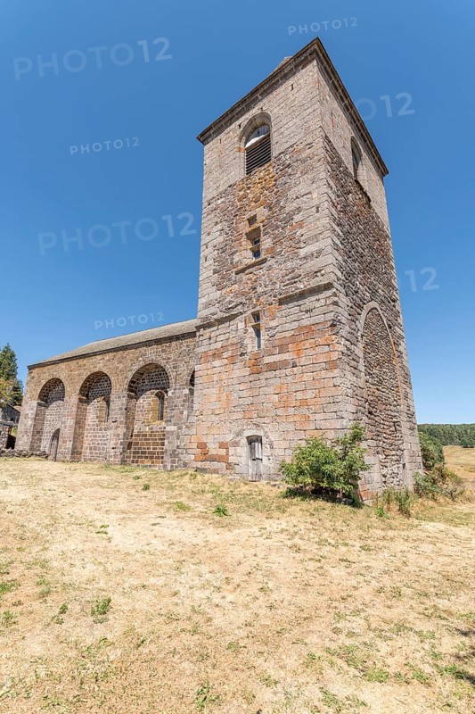 Church of Notre-Dame-des-Pauvres in village of Aubrac. Aveyron, France, Europe