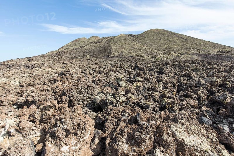Volcano Colorado with solidified lava flow, Lanzarote, Canary Islands, Spain, Europe