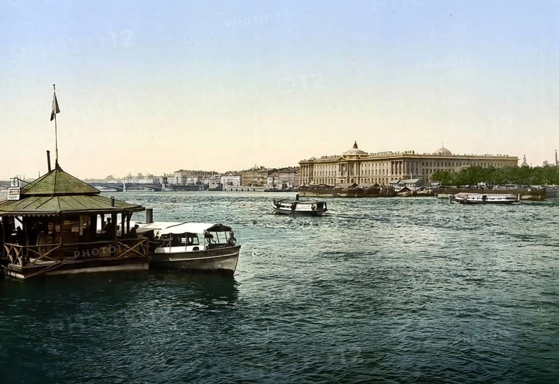 The Academy of Arts in St. Petersburg, Russia, c. 1890, Historic, digitally enhanced reproduction of a photochrome print of the period, Europe