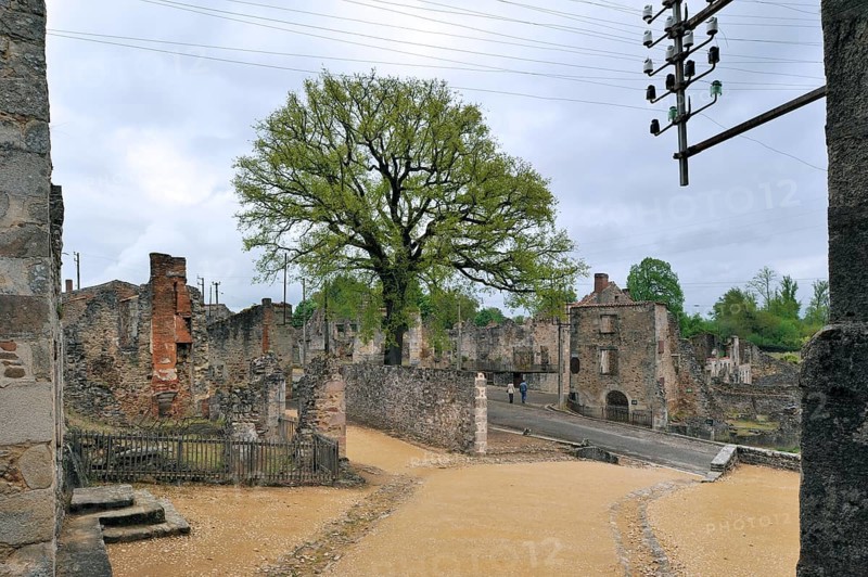 Ruins along the main road The burnt village of Oradour-sur-Glane was destroyed on 10 June 1944 when 642 of its inhabitants, including woman and children, were massacred by a German Waffen SS company, Limousin, France, Europe
