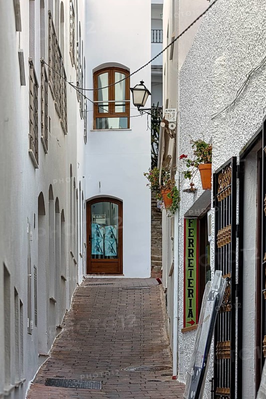 Typical narrow alley, old town of Mojácar, Almería, Andalusia, Spain, Europe