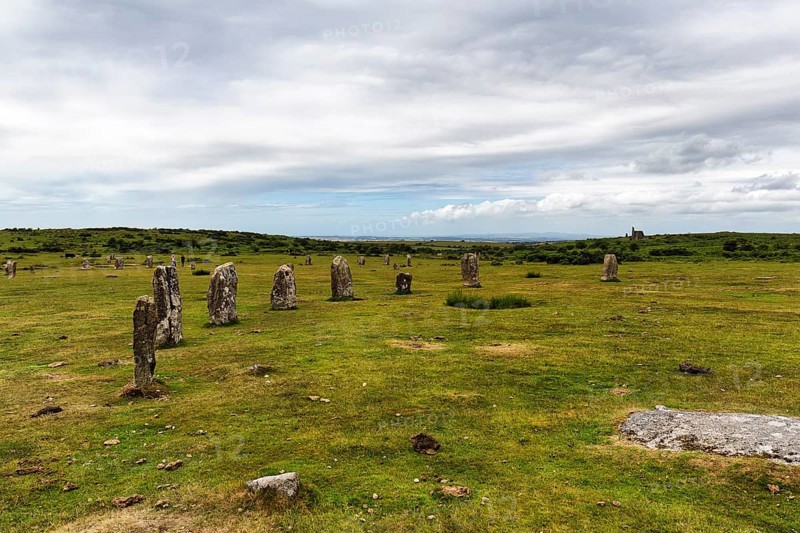 The Hurlers, Menhirs, Megaliths, Bronze Age Stone Circles, Minions, Bodmin Moor, Cornwall, England, Great Britain