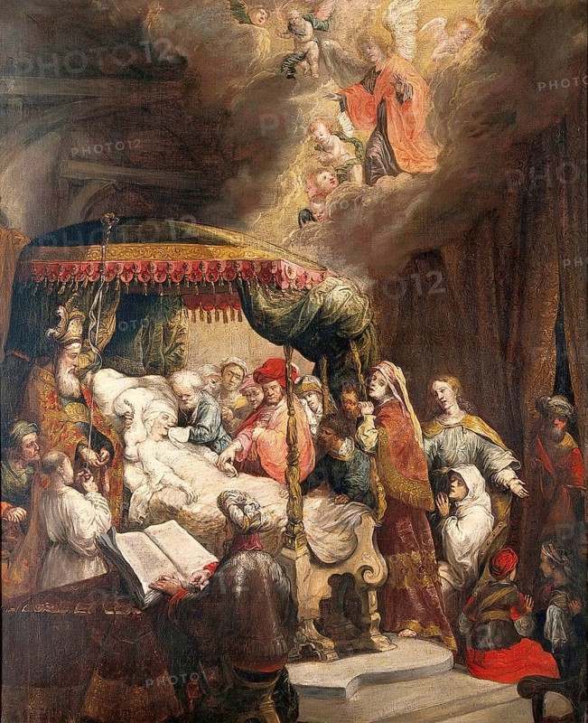 Die Entschlafung der Jungfrau Maria, The Dormition of the Virgin, Painting by Rembrandt van Rijn, Historic, digitally enhanced reproduction of an original from the period