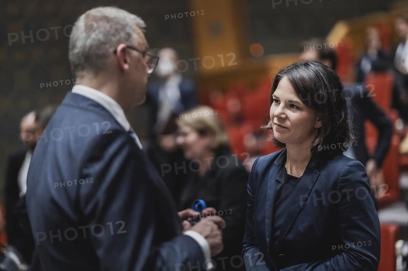 Annalena Bärbock (Bündnis 90 Die Grünen), Federal Minister for Foreign Affairs, photographed at the UN Security Council Meeting and Consultation on the Situation in Ukraine in New York City, 17.07.2023. Annalena Bärbock travels to New York to attend the ceremony marking the 25th anniversary of the Rome Statute of the International Court of Justice., New York City, United States, North America