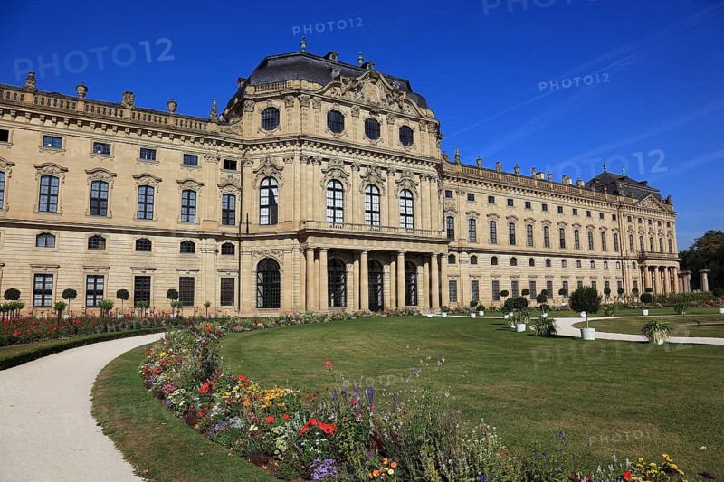 Old town of Würzburg, the Würzburg Residence, view from the courtyard garden, UNESCO World Heritage Site, Würzburg, Lower Franconia, Germany, Europe