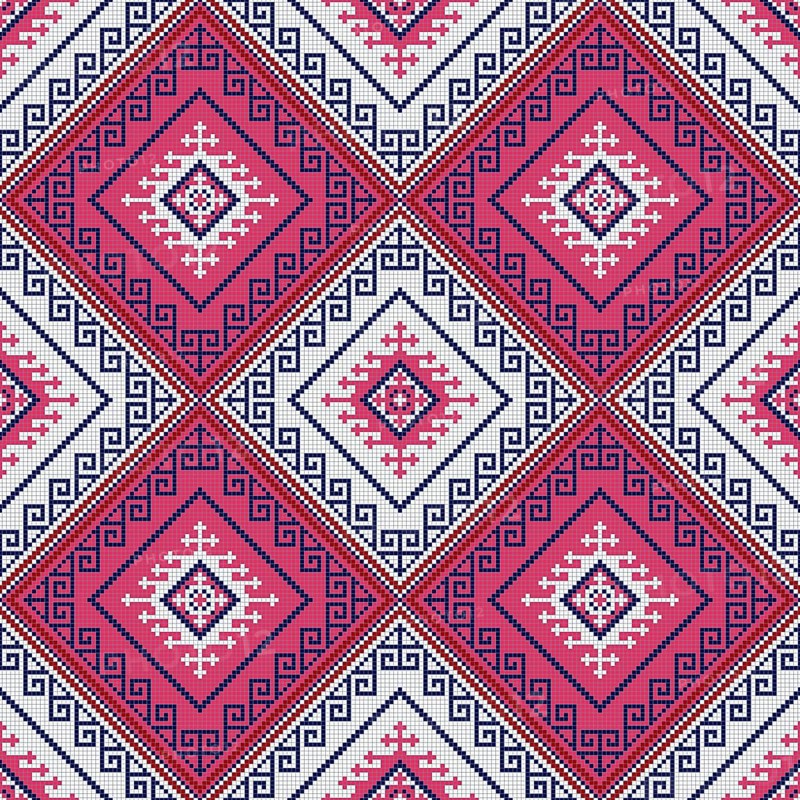 Traditional Georgian folk art embroidery vector pattern