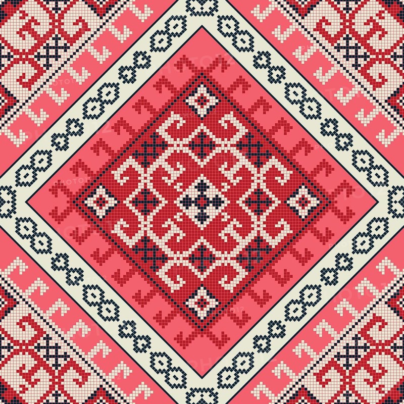 Traditional Georgian folk art embroidery vector pattern