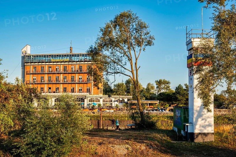 Former observation tower of the GDR border troops at the port of Dömitz, Mecklenburg-Western Pomerania, Germany, Europe