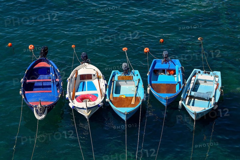 Fishing boats in the harbour of Riomaggiore, Cinque Terre, province of La Spezia, Liguria, Italy, Europe