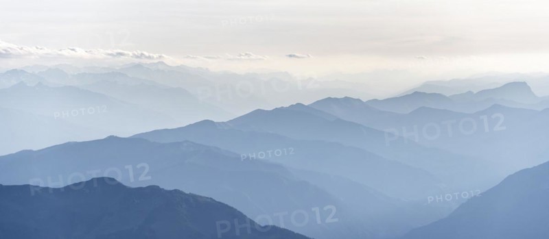 Silhouettes, Dramatic Mountain Landscape, View from Hochkönig, Salzburger Land, Austria, Europe