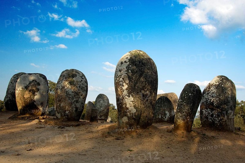 Megaliths, Cromlech of Almendres, Alentejo, stone oval, stone circle, megalith, monolith, menhir, Portugal, Europe