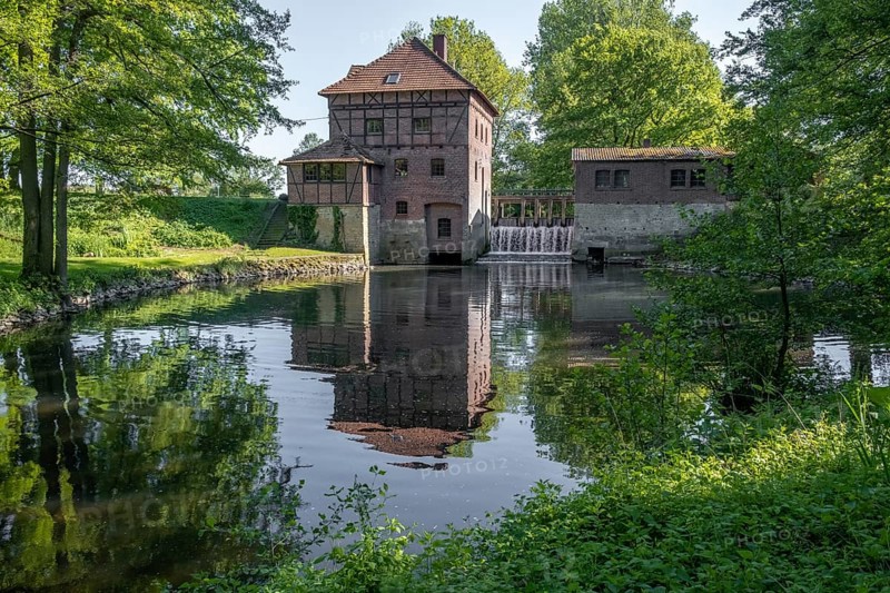 Brüningmühle, old water mill on the Vechte, Schöppingen, North Rhine-Westphalia, Germany, Europe