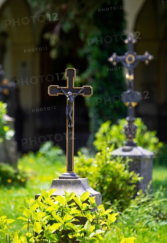 Crosses at the cemetery of St. Sebastian, Church of St. Peter, Salzburg, Austria, Europe