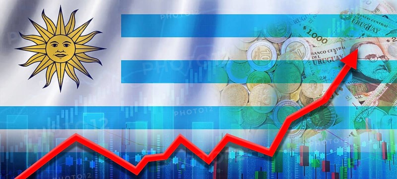 Financial growth Uruguay, economic recovery. Uruguay economy growth on financial graph