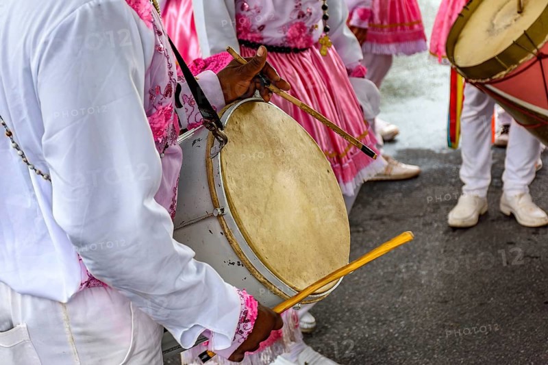 Drummers on the street with their instruments during a popular festival in Brazil, Belo horizonte, Minas Gerais, Brazil, South America