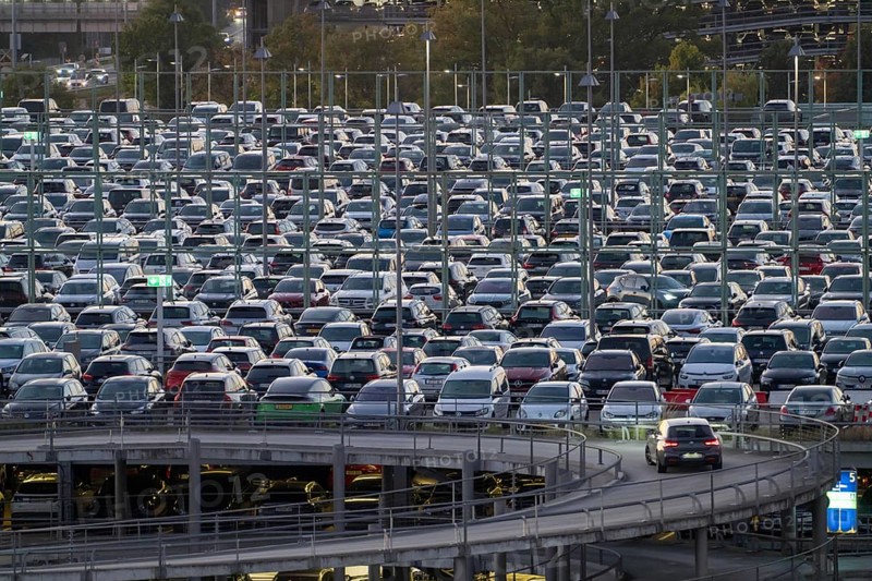 Full car park P2, at Cologne-Bonn Airport, North Rhine-Westphalia, Germany, Europe