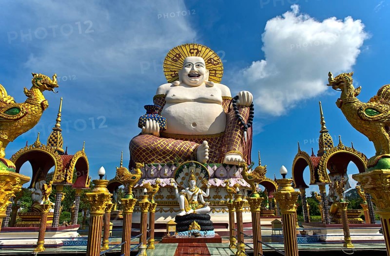 Laughing Buddha, Buddhist temple Wat Plai Laem, Koh Samui, Thailand, Asia