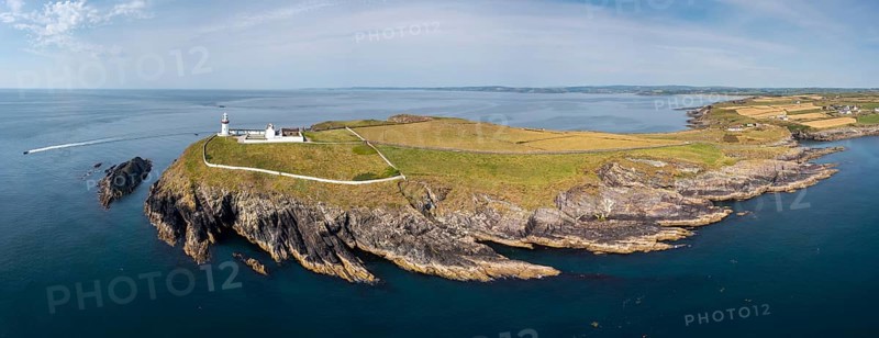 Aerial panorama landscape view of the Galley Head Lighthouse in County Cork