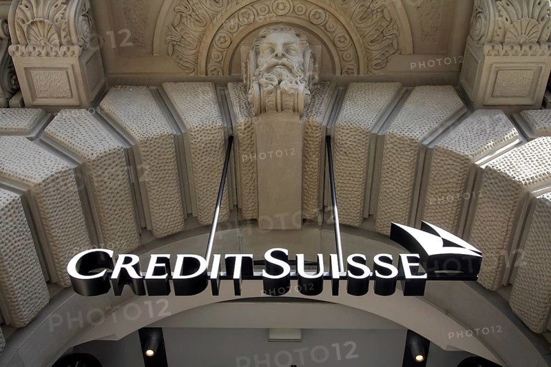 Zurich, Switzerland, Credit Suisse, company logo on the façade of the Credit Suisse Bank headquarters on Paradeplatz in the City neighbourhood of Zurich, here on the occasion of the takeover by UBS Bank. Archive photo from 20.05.2007, Europe