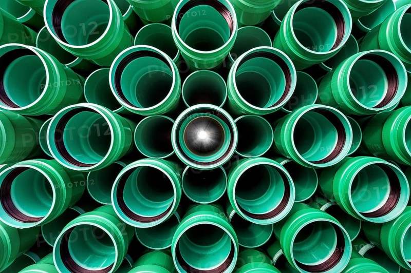 Green plastic pipes, Allgäu, Bavaria, Germany, Europe