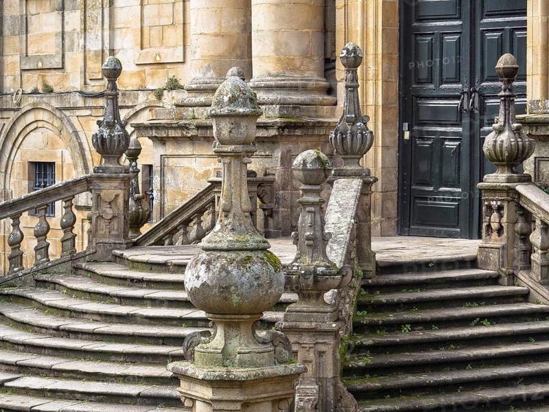 The Baroque doorway of Monastery of San Martino Pinario, Santiago de Compostela, Galicia, Spain, Europe