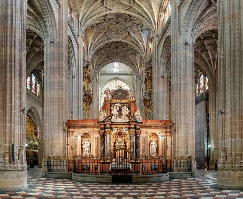 Segovia, Spain, 7 April, 2024: view of the retrochoir of the Segovia Cathedral, Europe