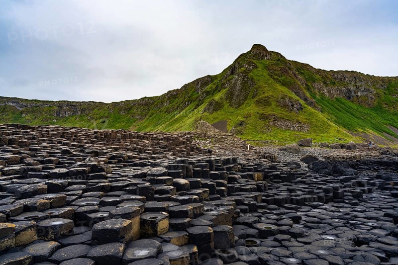 A view of the many volcanic basalt columns of the Giant's Causeway in Northern Ireland