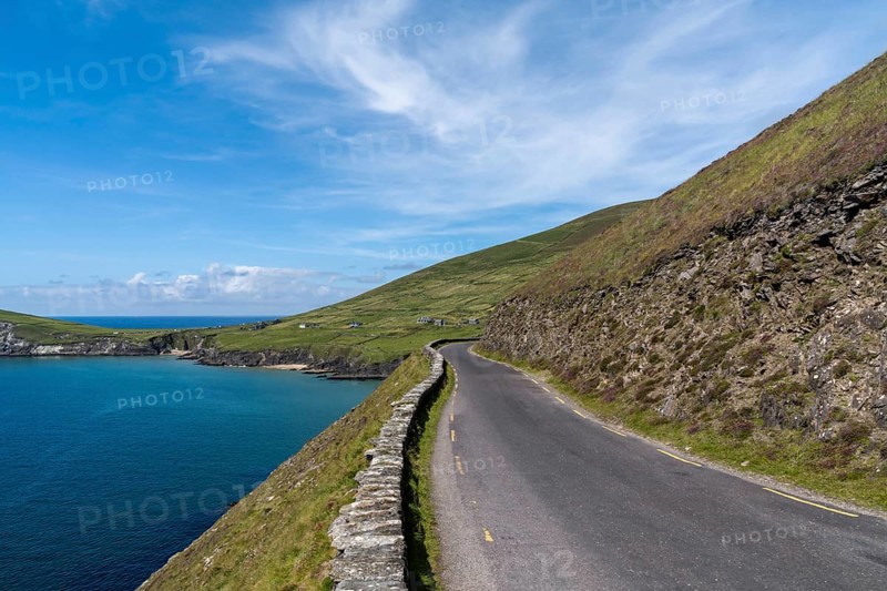 The Wild Atlantic Way coastal road on Dingle Peninsula in County Kerry of western Ireland