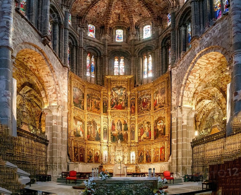 Avila, Spain, 8 April, 2024: view of the central nave and altar in the Avila Cathedral, Europe
