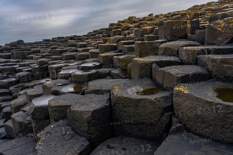 A view of the many volcanic basalt columns of the Giant's Causeway in Northern Ireland