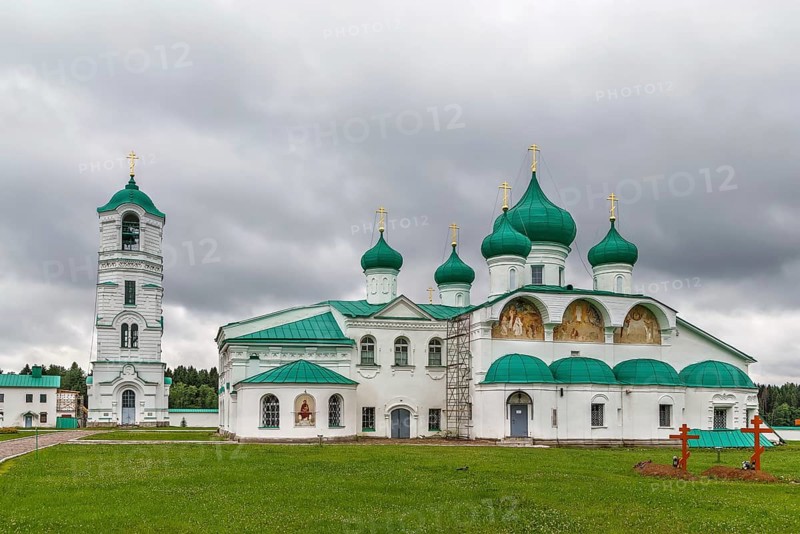 Alexander-Svirsky Monastery is orthodox monastery in the Leningrad region, Russia. Transfiguration Cathedral