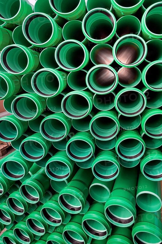 Green plastic pipes, Allgäu, Bavaria, Germany, Europe