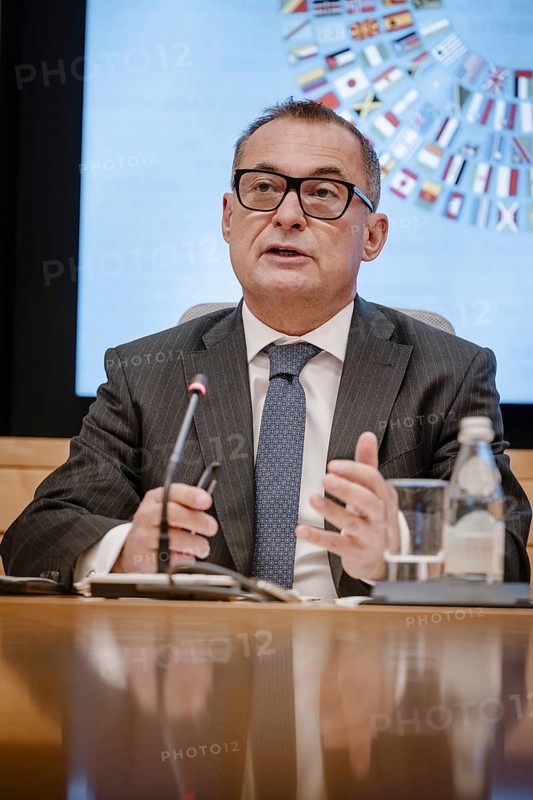 President of the Federal Bank, Dr Joachim Nagel, photographed during the joint press conference with Christian Lindner (FDP), Federal Minister of Finance, at the joint annual meeting of the IMF and World Bank as well as the G7, G20 FMNBG, IMFC, in Washington, 25 October 2024. Photographed on behalf of the Federal Ministry of Finance