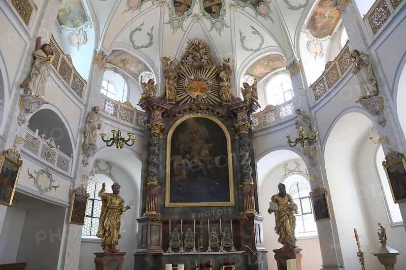 Parish Church of St Magdalena, Interior, Altar, Fürstenfeldbruck, Upper Bavaria, Bavaria, Germany, Europe