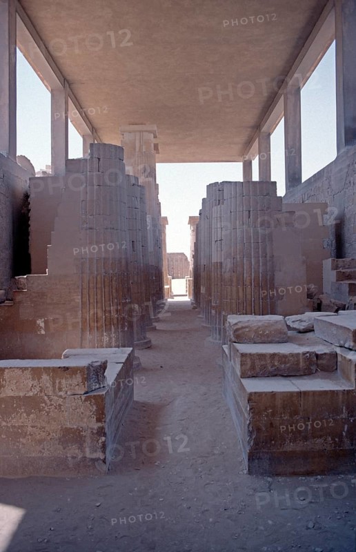 Colonnades, step pyramid of Djoser, Sakkara, al-Jiza governorate, Egypt, September 1989, vintage, retro, old, historical, Africa