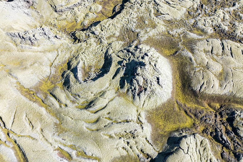 Moss-covered Laki crater or Lakagígar, series of craters, aerial view, interior highlands of Iceland, Suðurland, Iceland, Europe