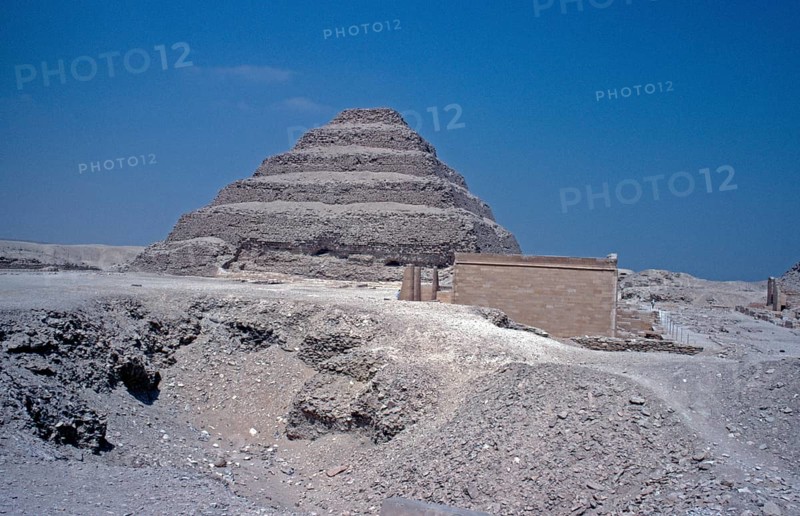 Step pyramid of Djoser, Sakkara, al-Jiza governorate, Egypt, September 1989, vintage, retro, old, historical, Africa