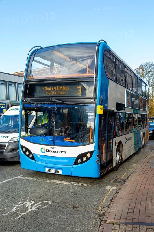 Stagecoach double-decker bus route 3 to Cherry Hinton, Alexander Dennis (ADL) Enviro400, Hills Road, Cambridge, Cambridgeshire, England, UK